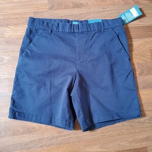 Jag Maddie Mid Rise 8" Pull On Chino Shorts Size 16W Navy Blue New